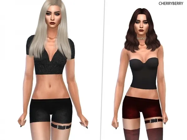 Maxis Match CherryBerrySim's Gothic Garter Shorts - The Sims 4 Custom Content