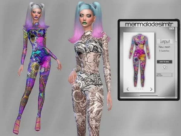 Alpha mermaladesimtr's Graffiti Print Jumpsuit MC85 - The Sims 4 Custom Content