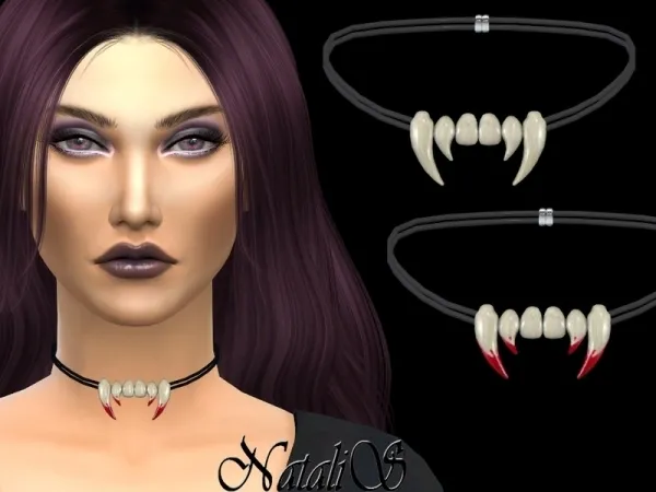 Alpha NataliS_Vampire teeth choker - The Sims 4 Custom Content