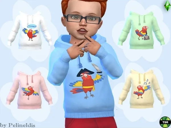 Maxis Match Pelineldis' Toddler Parrot Hoodie - The Sims 4 Custom Content