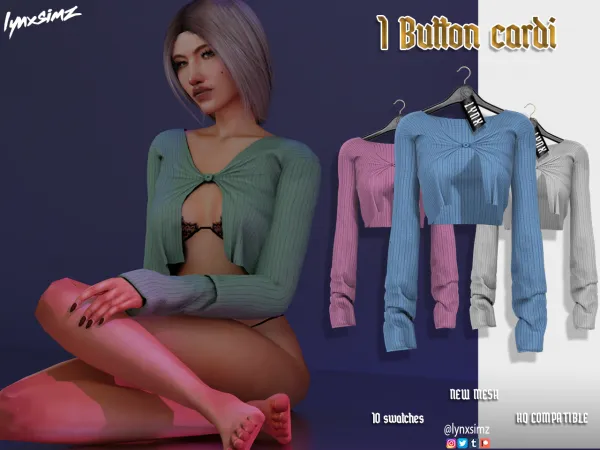 Alpha lynxsimz 1 Button Cardigan - The Sims 4 Custom Content