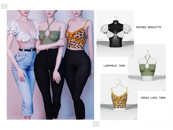 Alpha DREAMGIRL _ TANK TOP TRIO - The Sims 4 Custom Content
