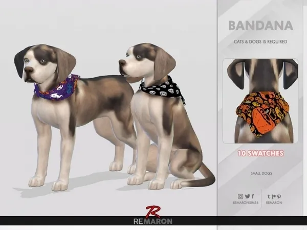 Maxis Match remaron's Halloween Bandana for Small Dogs 01 Cats Dogs needed - The Sims 4 Custom Content
