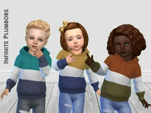 Maxis Match InfinitePlumbobs' IP Toddler Autumn Block Hoodie - The Sims 4 Custom Content