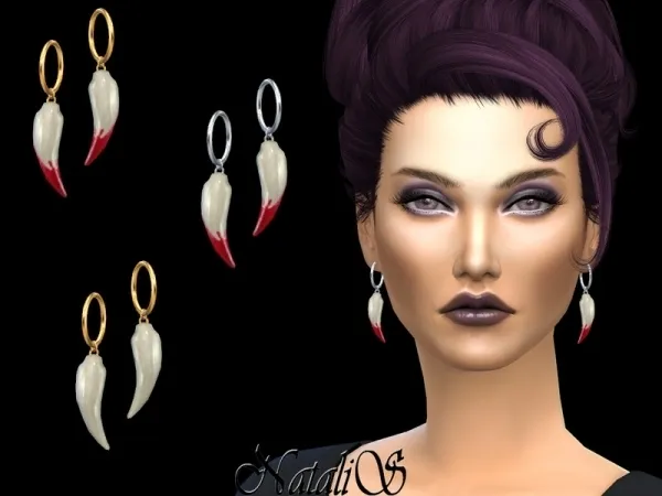 Alpha NataliS_Vampire teeth earrings - The Sims 4 Custom Content