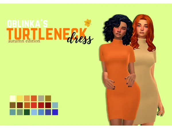 Maxis Match qblinkas turtleneck dress - The Sims 4 Custom Content