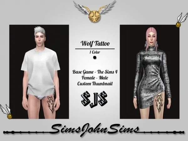 Mix SimsJohnSims' Wolf Tattoo - The Sims 4 Custom Content