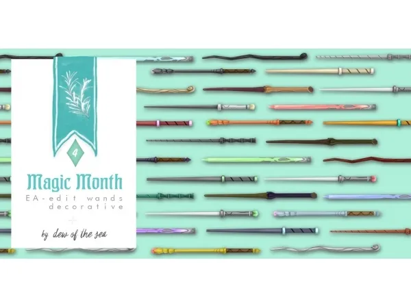 Maxis Match [Magic Month] EA edit decorative wands by dew of the sea - The Sims 4 Custom Content