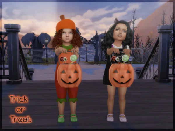 Alpha Trick or Treat Pumpkin bucket and pose pack by giuliettasims - The Sims 4 Custom Content