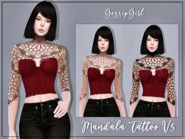 Mix GossipGirl S4's Mandala Tattoo V5 - The Sims 4 Custom Content
