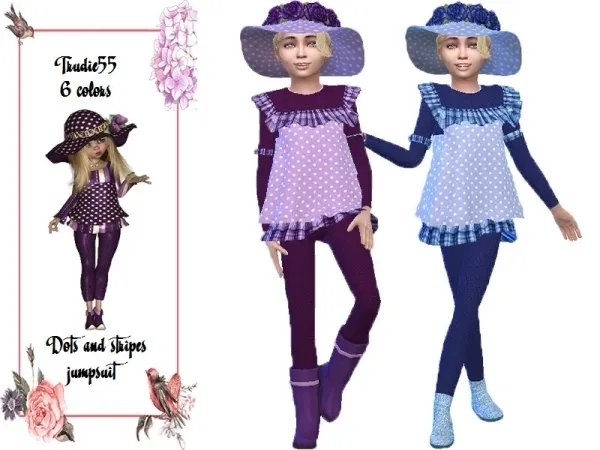 Alpha TrudieOpp's Dots and stripes jumpsuit (Island living) - The Sims 4 Custom Content