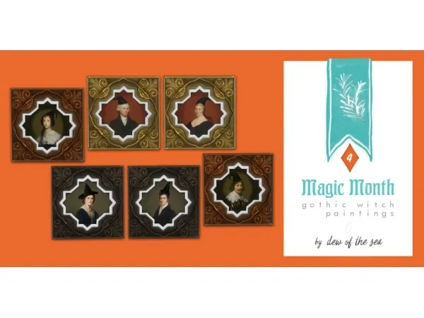Alpha [Magic Month] gothic witch paintings by dew of the sea - The Sims 4 Custom Content