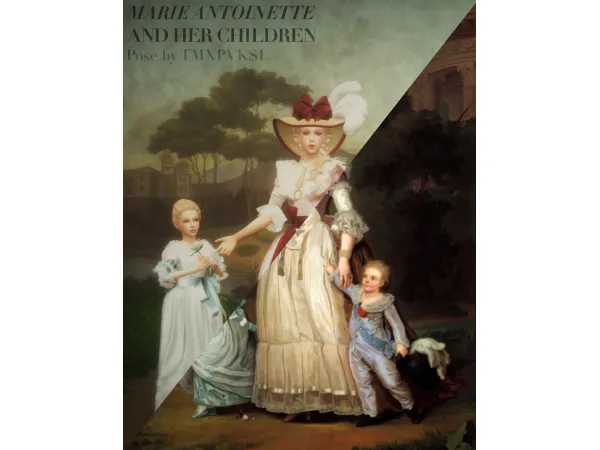 Alpha POSE Marie Antoinette and her two children by TMXPVKSL - The Sims 4 Custom Content