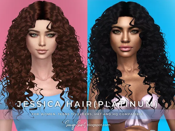 Alpha Jessica Hairstyle Platinum Retexture - The Sims 4 Custom Content