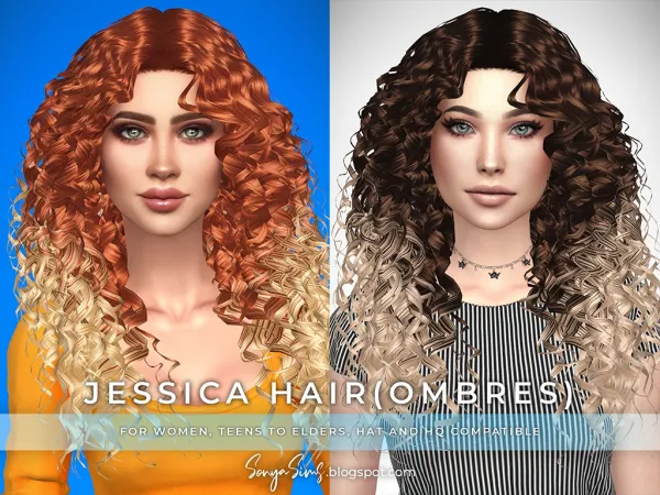 Alpha Jessica Hairstyle Ombres - The Sims 4 Custom Content