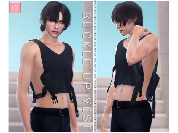 Male Buckle Up Vest by SM Sims