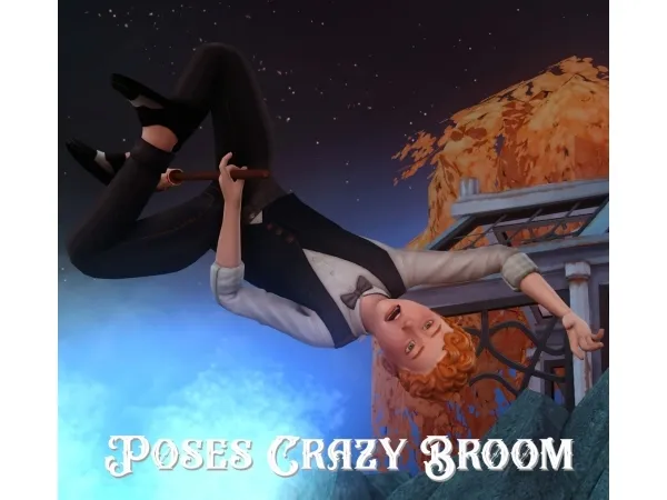 Maxis Match Poses Crazy Broom by edencherry - The Sims 4 Custom Content