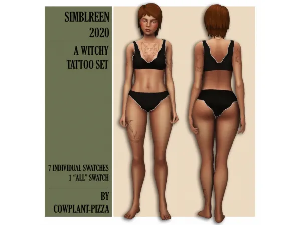Mix simblreen 2020 a witchy tattoo set pizza by cowplant - The Sims 4 Custom Content