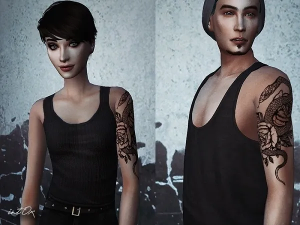 Mix int0x's Snake Roses Tattoo - The Sims 4 Custom Content
