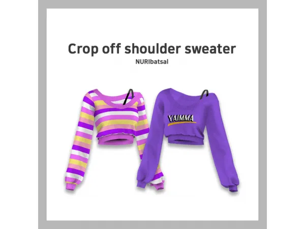 Alpha [NURI] FM Crop Off Shoulder Sweater FT41 - The Sims 4 Custom Content