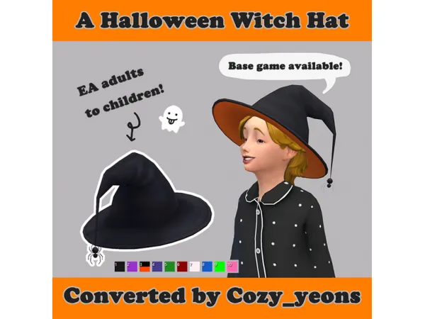 Mix Cozy_yeons Witch hat convert version - The Sims 4 Custom Content