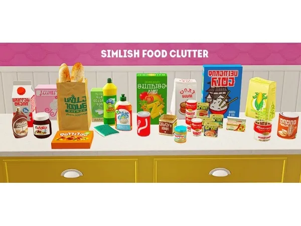 Simlish food clutter by linacheries - The Sims 2 Custom Content