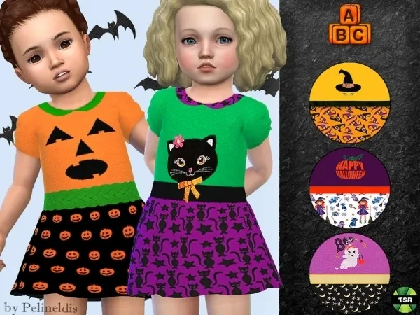 Maxis Match Pelineldis' Toddler Halloween Dress Needs SP Toddler - The Sims 4 Custom Content