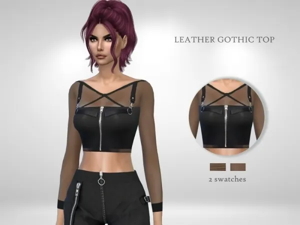 Maxis Match Puresim's Leather Gothic Top (Halloween) - The Sims 4 Custom Content
