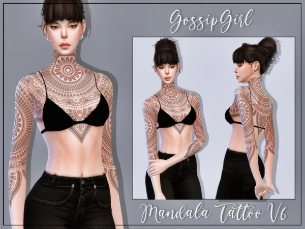 Mix GossipGirl S4's Mandala Tattoo V6 - The Sims 4 Custom Content