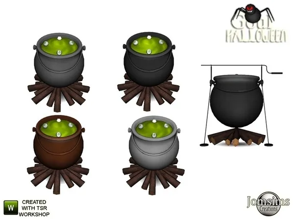 Goul halloween 2020 cauldron fireplace - The Sims 4 Custom Content
