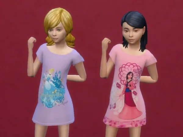 Mix Arisha 214's Disney princess nightgowns for kids Get together needed - The Sims 4 Custom Content