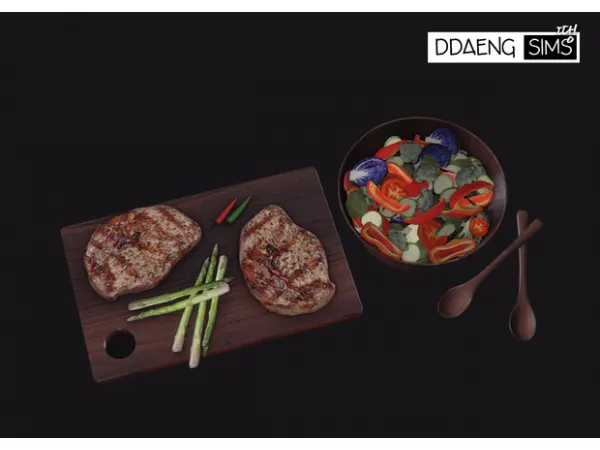 Alpha Sims 4 Salad and Steaks by DDAENG Sims - The Sims 4 Custom Content