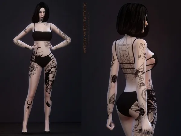 Mix sugar owl's Witchy Witch tattoos Simblreen 2020 - The Sims 4 Custom Content