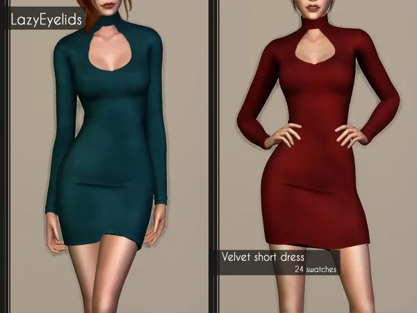 Alpha Velvet short dress - The Sims 4 Custom Content