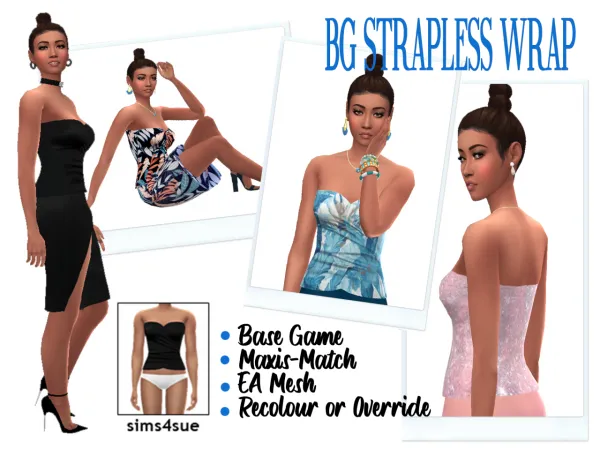 Maxis Match BG STRAPLESS WRAP - The Sims 4 Custom Content
