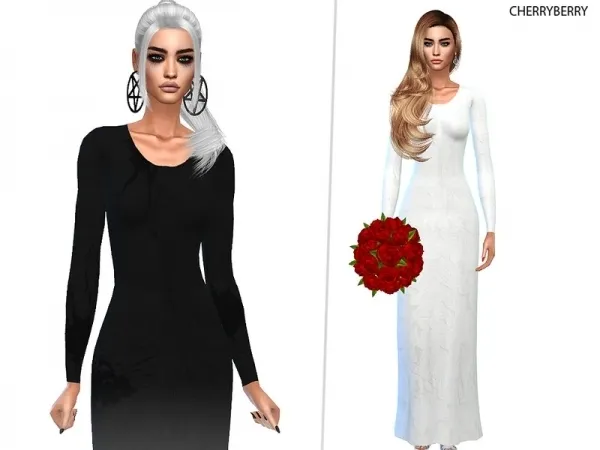 Maxis Match CherryBerrySim's Gothic Bride Wedding Dress - The Sims 4 Custom Content