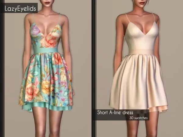Alpha Short A line dress - The Sims 4 Custom Content