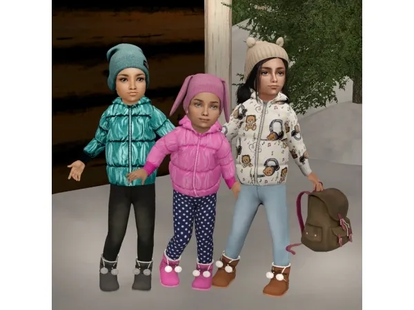 Puffy jacket for toddler girls by simsfinds - The Sims 2 Custom Content