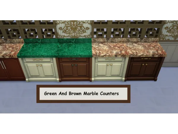 Alpha Green And Brown Marble Counters by Laurenbell2016 - The Sims 4 Custom Content