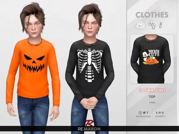 Maxis Match remaron's Halloween Shirt for Child 01 - The Sims 4 Custom Content