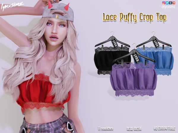 Alpha lynxsimz_LacePuffyCropTop - The Sims 4 Custom Content