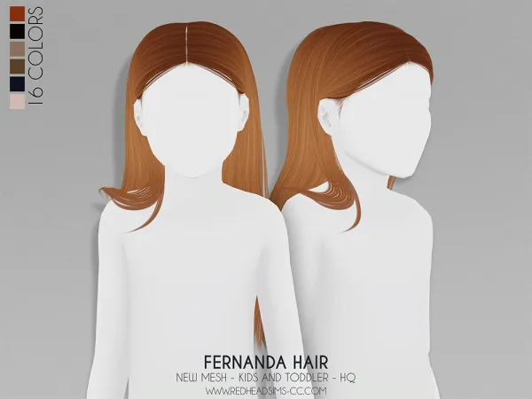 Alpha FERNANDA HAIR KIDS AND TODDLER - The Sims 4 Custom Content