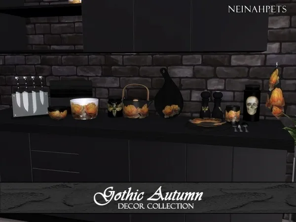Alpha neinahpets' Gothic Autumn Decor Mesh Required - The Sims 4 Custom Content