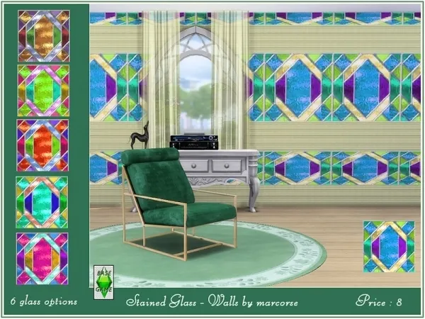 Alpha Stained Glass Walls by marcorse - The Sims 4 Custom Content