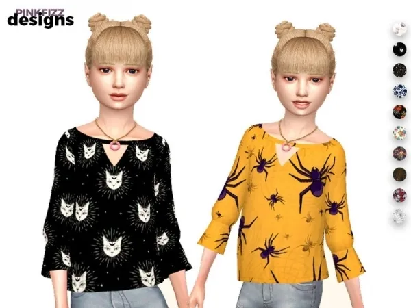 Maxis Match Pinkfizzzzz's Junior Halloween Shirt - The Sims 4 Custom Content