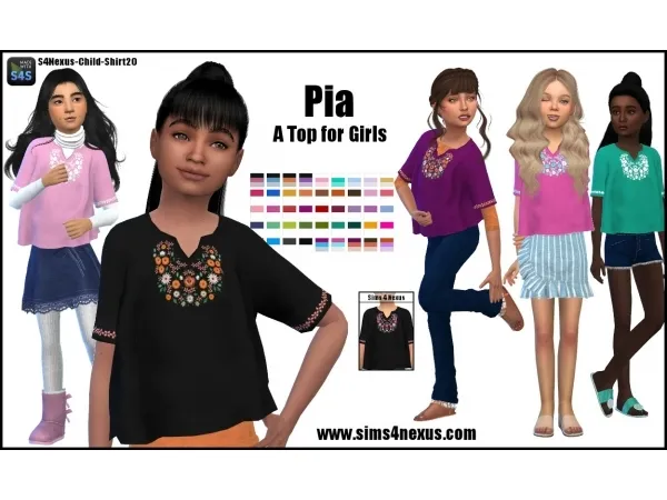 Alpha Pia A Top for Girls - The Sims 4 Custom Content