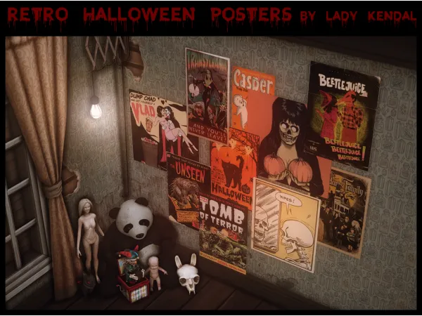 Alpha Retro Halloween Posters - The Sims 4 Custom Content