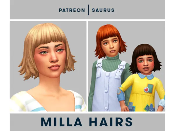 Maxis Match Milla Hairs by saurussims - The Sims 4 Custom Content