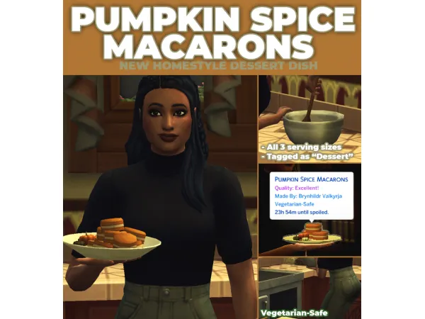 Maxis Match umpkin Spice Macarons New Custom Recipe by RobinKLocksley - The Sims 4 Custom Content