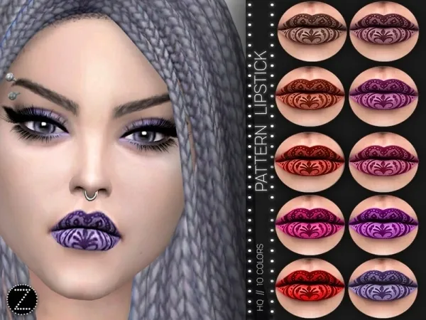 Alpha ZENX's PATTERN LIPSTICK Z13 - The Sims 4 Custom Content